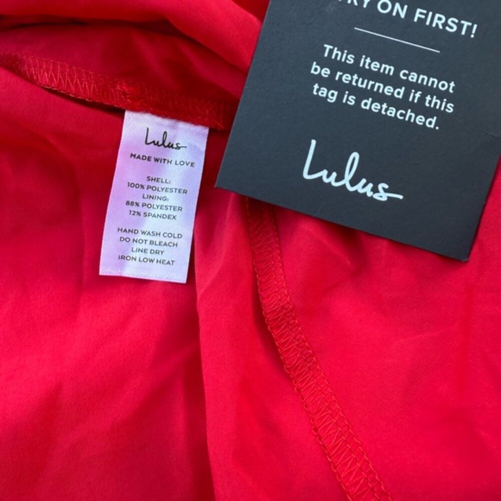 Lulus Much to Celebrate Red Swiss Dot Flutter Sleeve Wrap Mini Dress Size Small - Picture 11 of 11